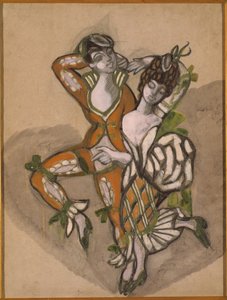 Návrh kostýmů pro divadelní hru Figarova svatba od P. de Beaumarchaise, 1915.