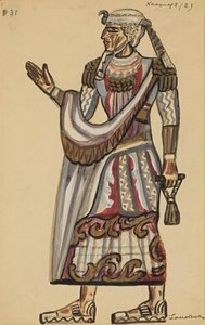 Kněz. Kostýmní návrh opery Die Zauberflöte od Wolfganga Amadea Mozarta.