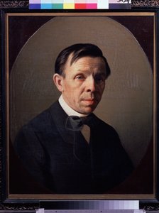 Portrét umělce Sergeje (Sergeje, Sergueje) Konstantinoviče Zaryanka (Zarianko) (1818-1870) (Portrét umělce Sergeje K. Zaryanka) Malba Alexeje Michajloviče Kolesova (1834-1902), olej na plátně. Ruské umění, portrét 19. století. Stát Treťjakov