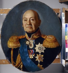 Portrét hraběte Arseny Andrejevič Zakrevskij (Arseni Andrejevič Zakrevski) (1783-1865). Peinture de Sergey (Sergej, Serguei) Konstantinovič Zaryanko (Zarianko) (1818-1870), huile sur toile, apres 1848. Umění russe 19e siecle, klasicismus. Stát v. Suriko