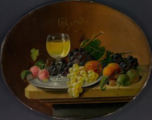 Zátiší ovoce a sklenice na víno, 1865-70.