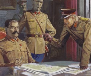 Generál Georgi Žukov se hádá se Stalinem o vojenské taktice od Severino Baraldi