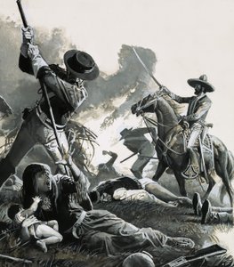 V roce 1858 zaútočily na tábor Apačů dva oddíly mexické kavalerie. od Severino Baraldi
