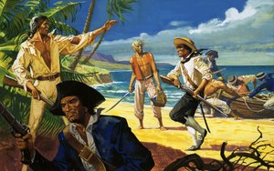 Vzbouřenci z lodi Bounty přistávají na ostrově Pitcairn od Severino Baraldi