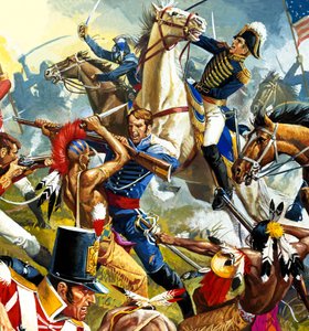 Indiáni vs. američtí vojáci (kvaš na papíře) od Severino Baraldi
