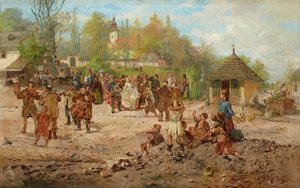 Svatba v Salwator (olej na plátně) od Seweryn Bieszczad