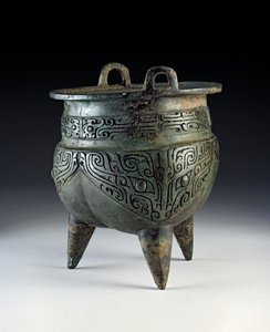 Nádoba Li, nesoucí design taotie, období Erligang, dynastie Shang, cca 1500-1050 př.nl (bronz)