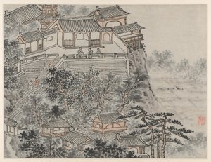 Dvanáct pohledů na Tiger Hill, Suzhou: Terasa pěti mudrců, po roce 1490. od Shen Zhou