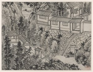 Dvanáct pohledů na Tiger Hill, Suzhou: The Pine Retreat od Shen Zhou