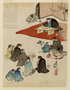 Čtení poezie od Shibata Zeshin
