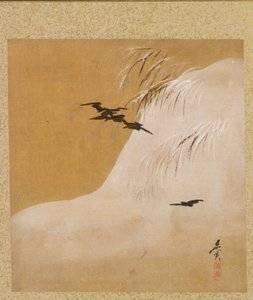 Ptáci ve sněhu z alba obrazů ctihodného Zeshina od Shibata Zeshin