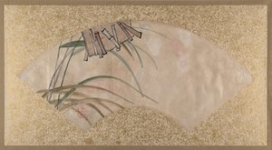 Květy růžové a bílé a Listy, klapky, konec 19. století. od Shibata Zeshin