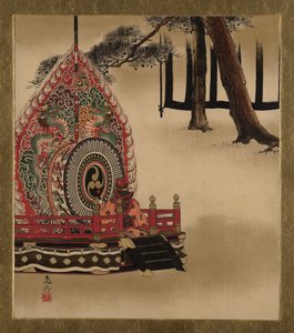 Lakované malby různých předmětů: Buben pro tanec Gagaku, 1882. od Shibata Zeshin