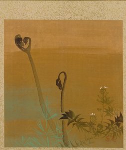 List z alba sezónních témat: Ptáci ve sněhu, 1847. od Shibata Zeshin