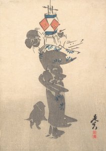 Zapálení závěsné lucerny na Obon Festival, 1860., 1860. od Shibata Zeshin