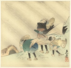 Cestovatelé v bouři od Shibata Zeshin