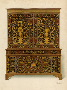 Cabinet Press vykládaný intarziemi, majetek markýze z Exeteru (chromolitho) od Shirley Charles Llewellyn Slocombe