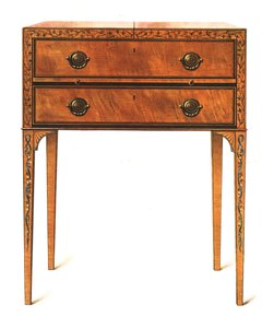 Malovaný saténový dřevěný toaletní stolek, 1908. od Shirley Charles Llewellyn Slocombe