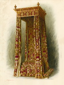 Čalouněná postel, Hampton Court Palace (chromolitho) od Shirley Charles Llewellyn Slocombe