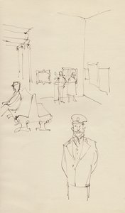Stráž v umělecké galerii, c1950. od Shirley Markham