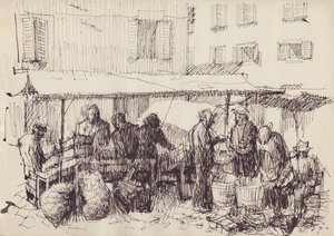 Tržní scéna, Itálie, c1950. od Shirley Markham