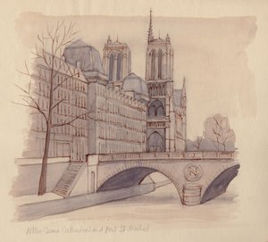Katedrála Notre Dame a Pont St-Michel, 1951. od Shirley Markham