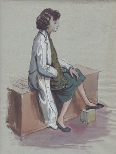 Sedící žena v bílém plášti, 1952. od Shirley Markham