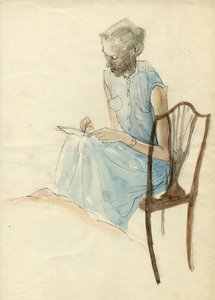 Sedící žena, psaní, 1952. od Shirley Markham