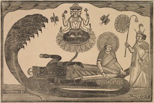Anantasayan (Višnu ležící na hadovi Anantovi) od Shri Gobinda Chandra Roy