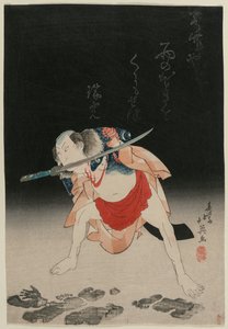 Arashi Rikan II jako Danshichi Kurōbei ve filmu Mirror of Naniwa: The Summer Festival od Shunbaisai Hokuei