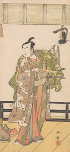 Arashi Sangoro jako samuraj stojící na verandě velkého domu, 1774 nebo 1775.
