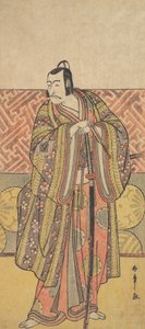 Ichikawa Danjuro V jako Kudo Suketsune, bohatě oblečený, opírající se o svůj meč, konec 18. století. od Shunsho