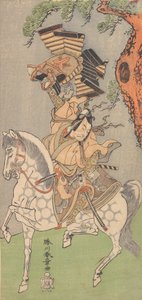 Ichikawa Danjuro V jako válečník nasedl na šedivého koně, 1771. od Shunsho