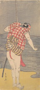 Herec Otani Hiroemon III jako muž připravený brodit se do moře s taseným mečem, ca. 1775. od Shunsho
