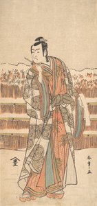 Druhý Ichikawa Monnosuke jako muž vysoké hodnosti stojící ve sněhu, ca. 1786-87. od Shunsho