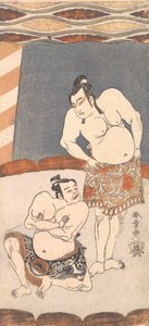 Druhý Ichikawa Yaozo jako zápasník stojící v aréně, 1770.