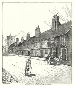 Almshouses at Stratford-on-Avon (rytina)
