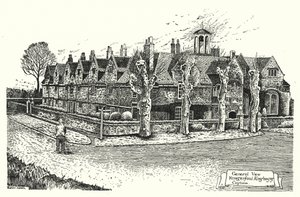 General View, Hungerford Almshouses, Corsham (rytina)