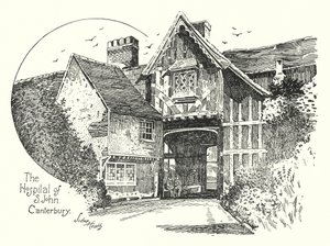 The Hospital of S John, Canterbury (rytina)