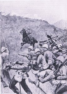 Langs Nek, 28. ledna 1881 (1. búrská válka), ilustrace z britských bitev na souši a na moři, 1915