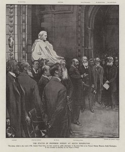 Socha profesora Thomase Henryho Huxleyho ve Velké síni Natural History Museum, South Kensington, Londýn (litho) od Sidney Paget