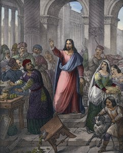 Kristus čistí chrám (barevná rytina) od Siegfried Detler Bendixen