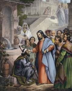 Ježíš dává zrak slepému od narození (barevná rytina) od Siegfried Detler Bendixen