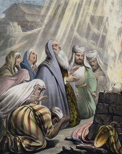 Noemova oběť při odchodu z archy (barevná rytina) od Siegfried Detler Bendixen