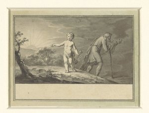 Nový a starý rok: chlapec a starý muž v krajině od Sigmund Ferdinand Ritter von Perger