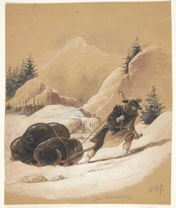 Muž se saněmi od Sigmund Ferdinand Ritter von Perger