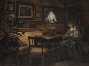 Večerní interiér. Matka a dítě od Sigurd Wandel