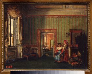 Interiér domu prince Alexandra Galitzina (Golitsyn) (1723-1804) v Římě (Itálie). Obraz Sylvester Feodosiyevich Shchedrin (Sylvester Shchedrin) (1791-1830), olej na plátně
