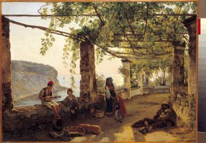 Krajina poblíž Sorrenta na pobřeží Amalfi Malba Silvestre Shchedrine (1791-1830) 1826