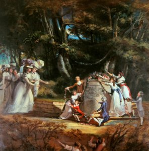 Děti vévodkyně z Orleans vítají svou matku u pomníku, který postavili na památku jejího navrácení zdraví návštěvou lázní v roce 1787 (olej na plátně) od Silvestre Mirys